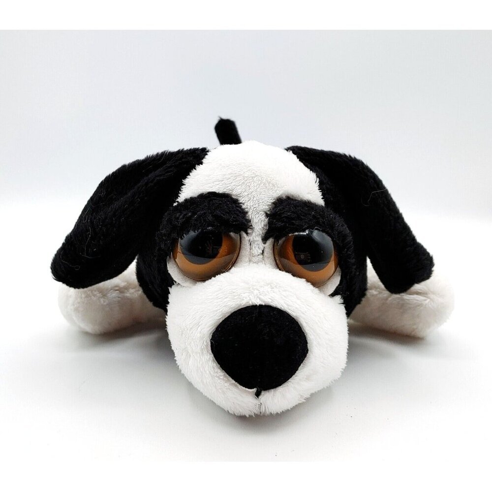 Russ Berrie Peepers Winston Dog Black & White Big Eyes Puppy 9" Plush Toy